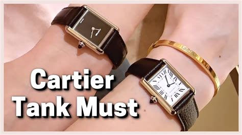 cartier tank must watch gold|cartier tank must interchangeable strap.